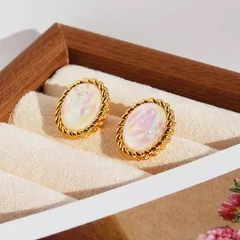 Осенние и зимние новые французские ретро-серьги-гвоздики Magic Oval, женские элегантные геометрические серьги Atmosphere Twist Gold Edge 422