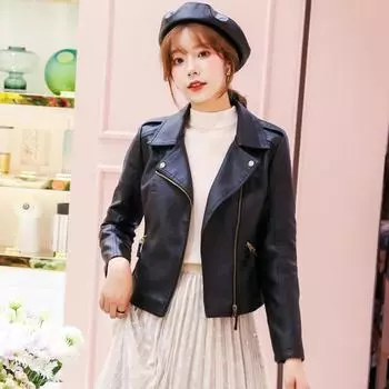 Осенние и зимние новые кожаные куртки для женщин, узкие кожаные куртки в корейском стиле, короткие бархатные мотоциклетные куртки, куртки больших размеров. XS