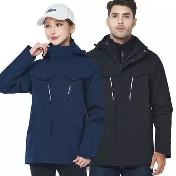 Осенние и зимние новые куртки для мужчин и женщин, три в одном съемная ветрозащитная и водонепроницаемая ламинированная рабочая одежда XS