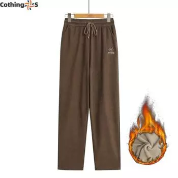 Осенние и зимние новые повседневные брюки с высокой талией, эластичные внешние брюки 3XL чёрный