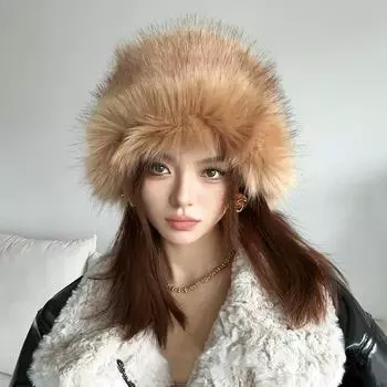 Осенние и зимние новые шляпы нишевый дизайн хипстерская индивидуальность плюшевая панама панама модельная шляпа артефакт шляпа-модница верблюд