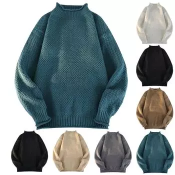 Осенние и зимние новые свитера, мужские и женские трикотажные рубашки на подкладке с верхом для пар XL бежевый