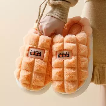 Осенние и зимние новые высококачественные хлопковые тапочки для пар, предметы интерьера для дома, теплые нескользящие тапочки Fury с толстой подошвой 36 зелёный