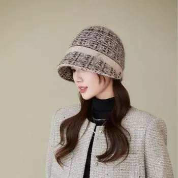 Осенние и зимние новые женские шапки плюшевые вязаные повседневные универсальные теплые защитные уши утолщенные модные панамы One Size хаки