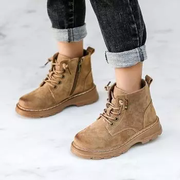 Осенние и зимние однотонные теплые ботинки для мальчиков, средние и большие хлопковые ботинки с боковой молнией и мягкой подошвой 41