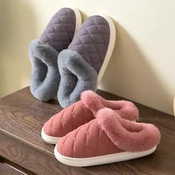 Осенние и зимние парные хлопковые тапочки однотонные простые мягкие теплые домашние хлопковые тапочки для пар в спальню, гостиную, для дома 40-41 тёмно-синий