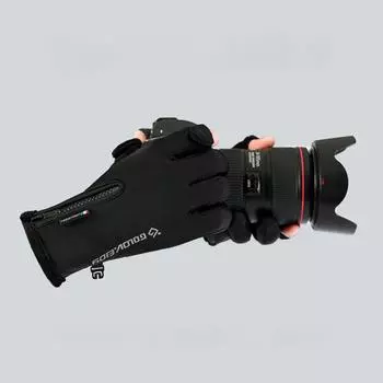 Осенние и зимние перчатки для фотосъемки на открытом воздухе, для езды на велосипеде и рыбалки, водонепроницаемые противоскользящие теплые перчатки с сенсорным экраном и открытыми пальцами M чёрный