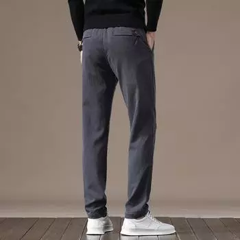Осенние и зимние плюшевые/обычные по желанию эластичные модные мужские повседневные легкие деловые универсальные повседневные брюки с эластичной резинкой на талии длинные брюки 28