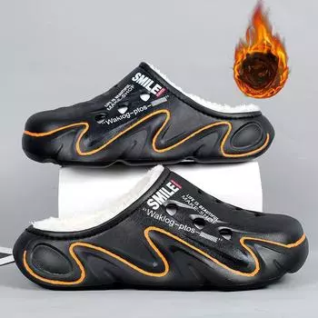 Осенние и зимние плюшевые тапочки на толстой подошве — мягкие, удобные, спортивные, противоскользящие, износостойкие и теплые для мужчин дома. 38-39 чёрный