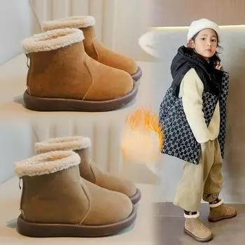 Осенние и зимние полусапожки, зимние детские хлопковые сапоги 23 верблюд