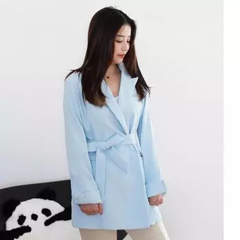 Осенние и зимние повседневные блейзеры для женщин, официальная черная, синяя двубортная одежда M бежевый