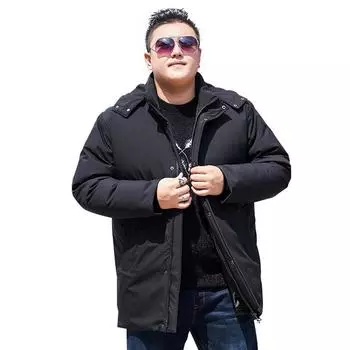 Осенние и зимние пуховики, модная мужская одежда, плотные свободные куртки средней и большой длины из хлопка, теплые и повседневные куртки из хлопка, верхняя одежда XXXXXXXXXXL чёрный