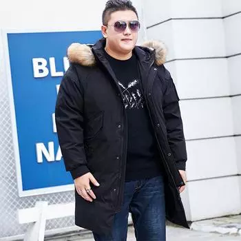 Осенние и зимние пуховики, средние и длинные размеры, хлопковые куртки больших размеров, модные куртки, мужские толстые повседневные хлопковые куртки с капюшоном, верхняя одежда XXXXXXXXXXL чёрный