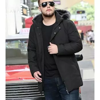 Осенние и зимние пуховики, средние и длинные модные мужские куртки с меховым воротником, хлопковые куртки больших размеров, повседневные хлопковые куртки, устойчивые к холоду, верхняя одежда XXXXXXXXXXL чёрный