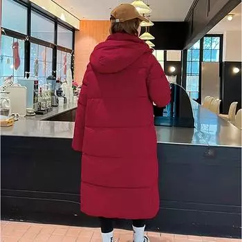 Осенние и зимние пуховые и хлопковые куртки, корейская модная женская одежда, средние и длинные модели, свободные хлопковые куртки с капюшоном, повседневные куртки XXL белый