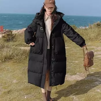 Осенние и зимние пуховые и хлопковые куртки, модные женские повседневные хлопковые куртки, куртки длиной до колена, длинные куртки, хлопковые куртки, верхняя одежда XL белый
