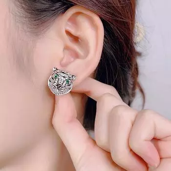 Осенние и зимние серьги-гвоздики, ювелирные изделия с леопардовым принтом, полностью бриллиантовые, серебряные, S925, игольчатые, персонализированные, модные, универсальные серьги для женщин чёрный