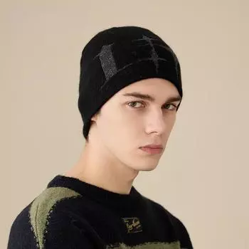 Осенние и зимние шапки, мужские теплые шерстяные шапки, шапки с маленьким носком, ворсовые шапки, шерстяные вязаные шапки с большой окружностью головы average size 55-60cm