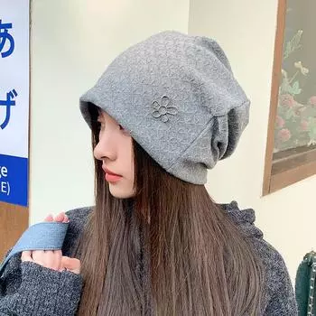 Осенние и зимние шапки, женские весенние и осенние универсальные вязаные шапки, зимние вязаные шапки, холодные шапки Baotou 56-58cm чёрный