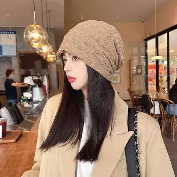 Осенние и зимние шапки, женские весенние и осенние универсальные вязаные шапки, зимние вязаные шапки, холодные шапки Baotou 56-58cm чёрный