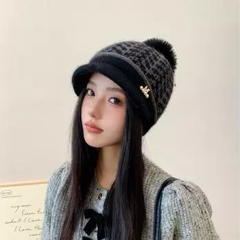 Осенние и зимние шапки женские вязаные шапки теплые, утолщенные и универсальные модные защитные уши шерстяные флисовые холодные шапки one size fits all серый