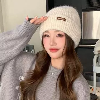 Осенние и зимние шапки Женские вязаные шерстяные шапки Зимние теплые студенческие пуловеры Шапки One size
