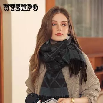 Осенние и зимние шарфы с принтом «Любовь», новые клетчатые шарфы, модный темпераментный теплый шарф с кисточками, шаль ONE SIZE