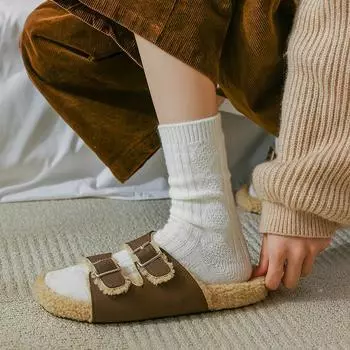 Осенние и зимние шерстяные носки в ромбовидную клетку кофейного цвета с однотонными теплыми хлопковыми носками для женщин One Size белый