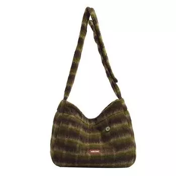 Осенние и зимние сумки Niche Fur Bag Клетчатая сумка-тоут с наклонным ремешком из плюша Сумка через плечо