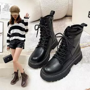 Осенние и зимние супермягкие классические ботинки Весенние английские коричневые одинарные ботинки Тонкие толстые короткие ботинки для детей 35 коричневый