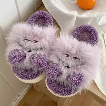 Осенние и зимние тапочки для отдыха дома и спальни, теплые, креативные, забавные, хлопковые тапочки, женские, модные, индивидуальные, плюшевые, хлопковые тапочки 36-37 хаки