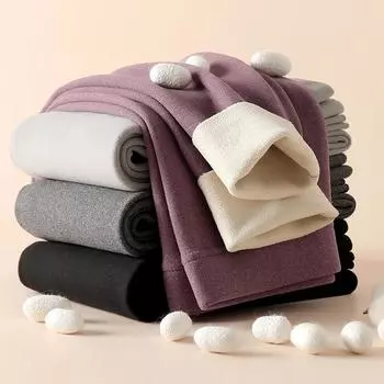 Осенние и зимние теплые брюки, леггинсы с высокой талией, удобные эластичные брюки M чёрный