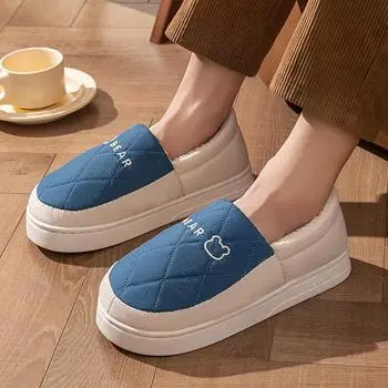 Осенние и зимние теплые хлопковые тапочки сумка с домашним ворсом утолщенные тапочки для пары уличная одежда обувь Mao Mao Size 36-37 [size 1-2 smaller shoes]