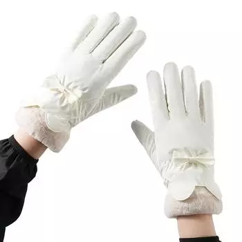 Осенние и зимние теплые перчатки для женщин, бархатные, утолщенные, ветрозащитные, милые студенческие бабочки, перчатки для катания на открытом воздухе с сенсорным экраном One Size