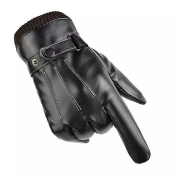Осенние и зимние теплые перчатки из искусственной кожи, мужские перчатки для езды на велосипеде с сенсорным экраном, а также бархатные водоотталкивающие перчатки для езды на велосипеде с защитой от холода one size fits all