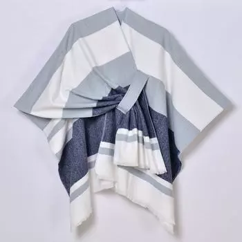 Осенние и зимние теплые шарфы, шали, классические клетчатые ремни, кардиганы и теплые одеяла для наружного использования One Size тёмно-синий