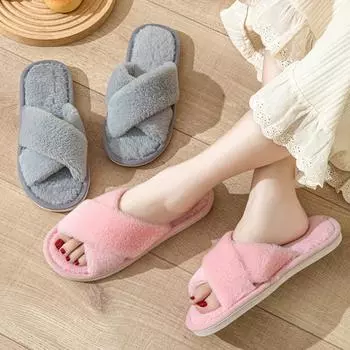 Осенние и зимние теплые тапочки из хлопка для дома, нескользящие, пара, хлопковые тапочки на толстой подошве 36-37 белый