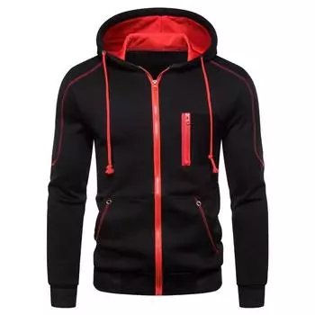 Осенние и зимние толстовки с капюшоном Модные мужские повседневные кардиганы с капюшоном M красный