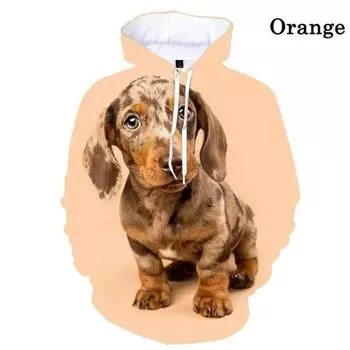 Осенние и зимние толстовки с капюшоном с принтом в виде собаки и таксы 3D для мужчин и женщин, унисекс, модные толстовки с длинными рукавами S