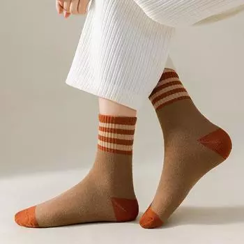 Осенние и зимние толстые бархатные теплые цветные носки повседневные женские носки средней длины чёрный