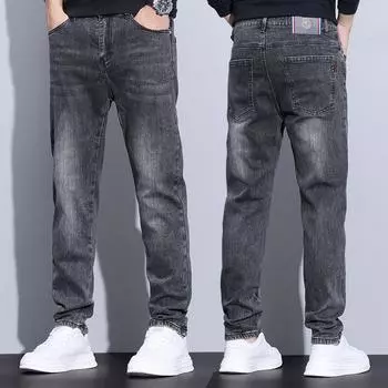 Осенние и зимние толстые джинсы мужские облегающие, маленькие, прямые, новые мужские брюки, деловые, повседневные, длинные мужские брюки, модный бренд 29 джинсовый синий