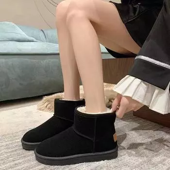 Осенние и зимние толстые хлопковые ботинки с бархатными зимними сапогами для женщин 36 серый