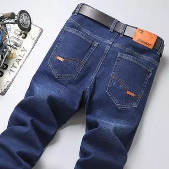 Осенние и зимние толстые мужские джинсы, высококачественные износостойкие прямые брюки, модные и универсальные оптовые мужские повседневные брюки 28