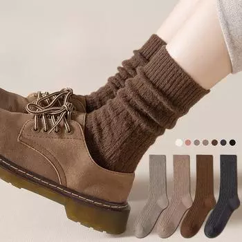 Осенние и зимние утолщенные и мягкие теплые носки Meilad длиной до середины голени для сна дома кашемировые носки One size белый