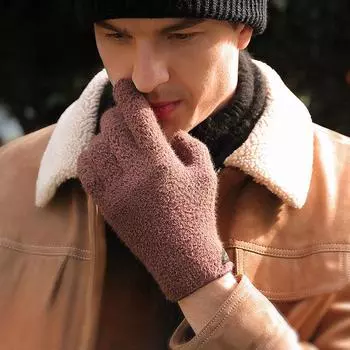 Осенние и зимние вязаные перчатки для мужчин, спортивные перчатки на открытом воздухе, велоспорт, ветрозащитные бархатные перчатки для кемпинга L