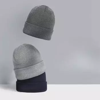 Осенние и зимние вязаные шапки не так легко скатываются, простые черные мужские шапки с большой окружностью головы, модные холодные шапки, теплые хлопчатобумажные шерстяные шапки для Standard head circumference 55-58cm