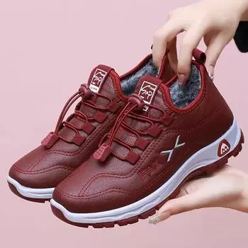 Осенние и зимние женские бархатные кроссовки, толстая водонепроницаемая теплая обувь 35 чёрный