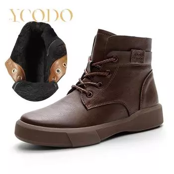 Осенние и зимние женские ботинки из натуральной кожи, студенческие кожаные ботинки для девочек, бархатные, теплые и удобные нескользящие ботильоны 43 чёрный