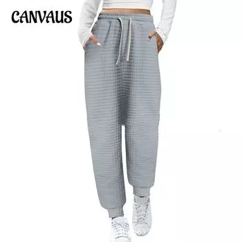 Осенние и зимние женские брюки, модные повседневные брюки в вафельную клетку, повседневные брюки S серый