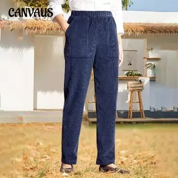 Осенние и зимние женские брюки, однотонные брюки с высокой талией, прямые повседневные брюки в полоску, брюки